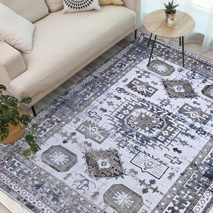 Grey & Cream Geometric Turkish Rug 10X13 Ft
