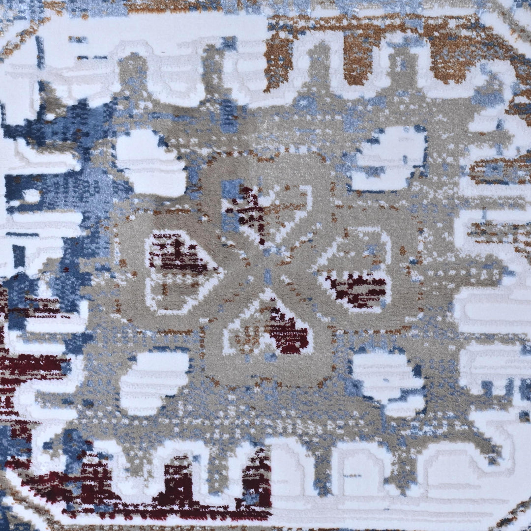 Grey & Cream Geometric Turkish Rug 10X13 Ft