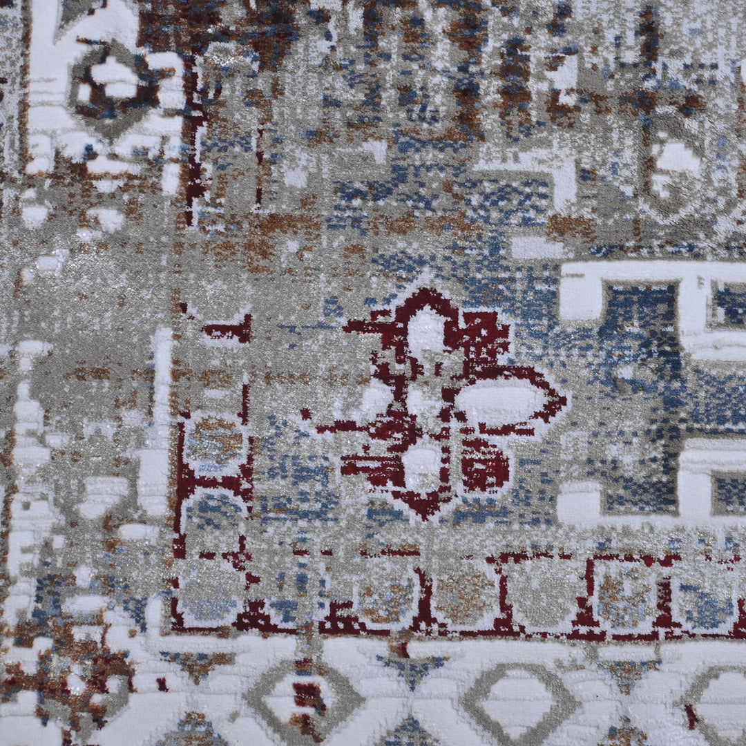 Grey & Cream Geometric Turkish Rug 10X13 Ft