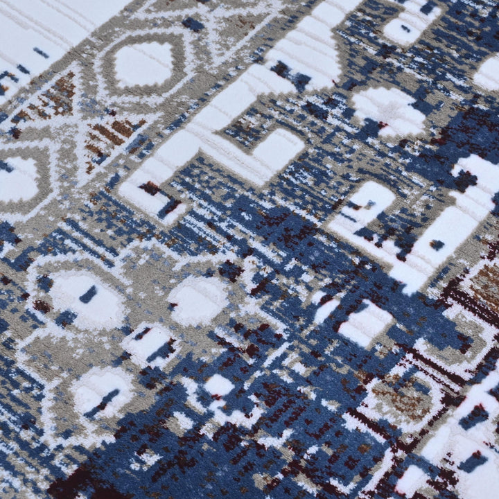 Grey & Cream Geometric Turkish Rug 10X13 Ft