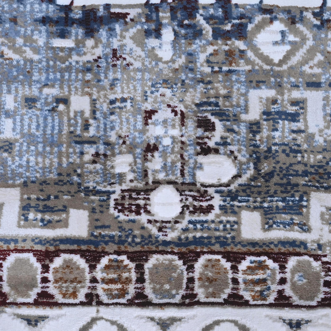 Grey & Cream Geometric Turkish Rug 10X13 Ft