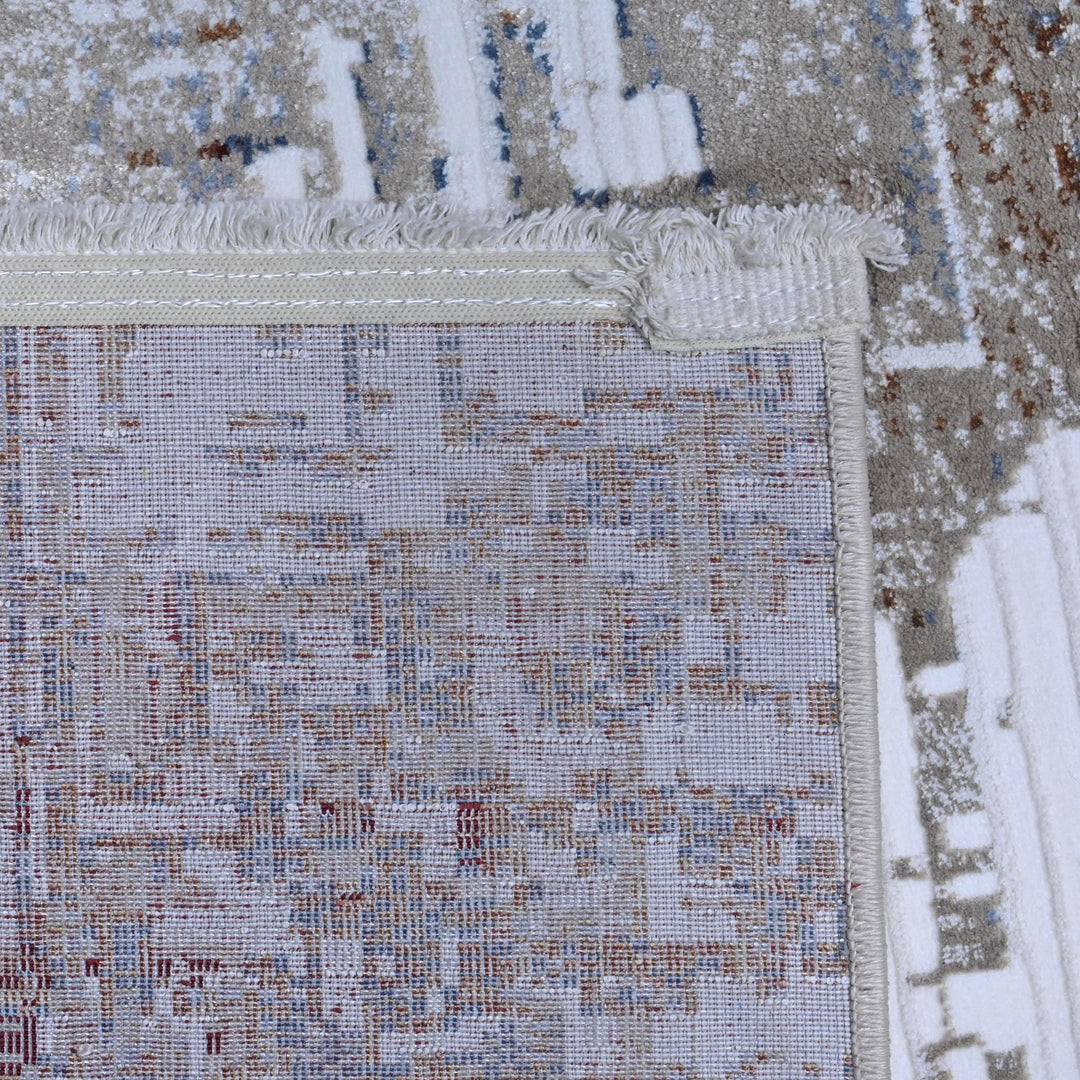 Grey & Cream Geometric Turkish Rug 10X13 Ft