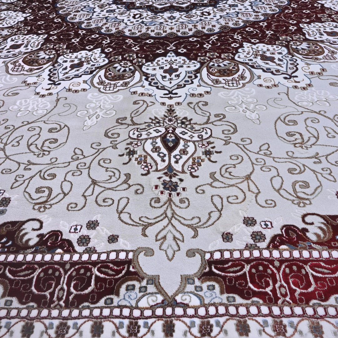 Grey & Burgundy Ornate Turkish Rug 10x13 FT