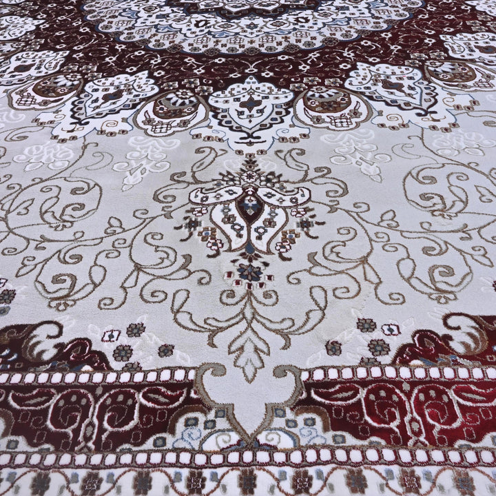 Grey & Burgundy Ornate Turkish Rug 10x13 FT