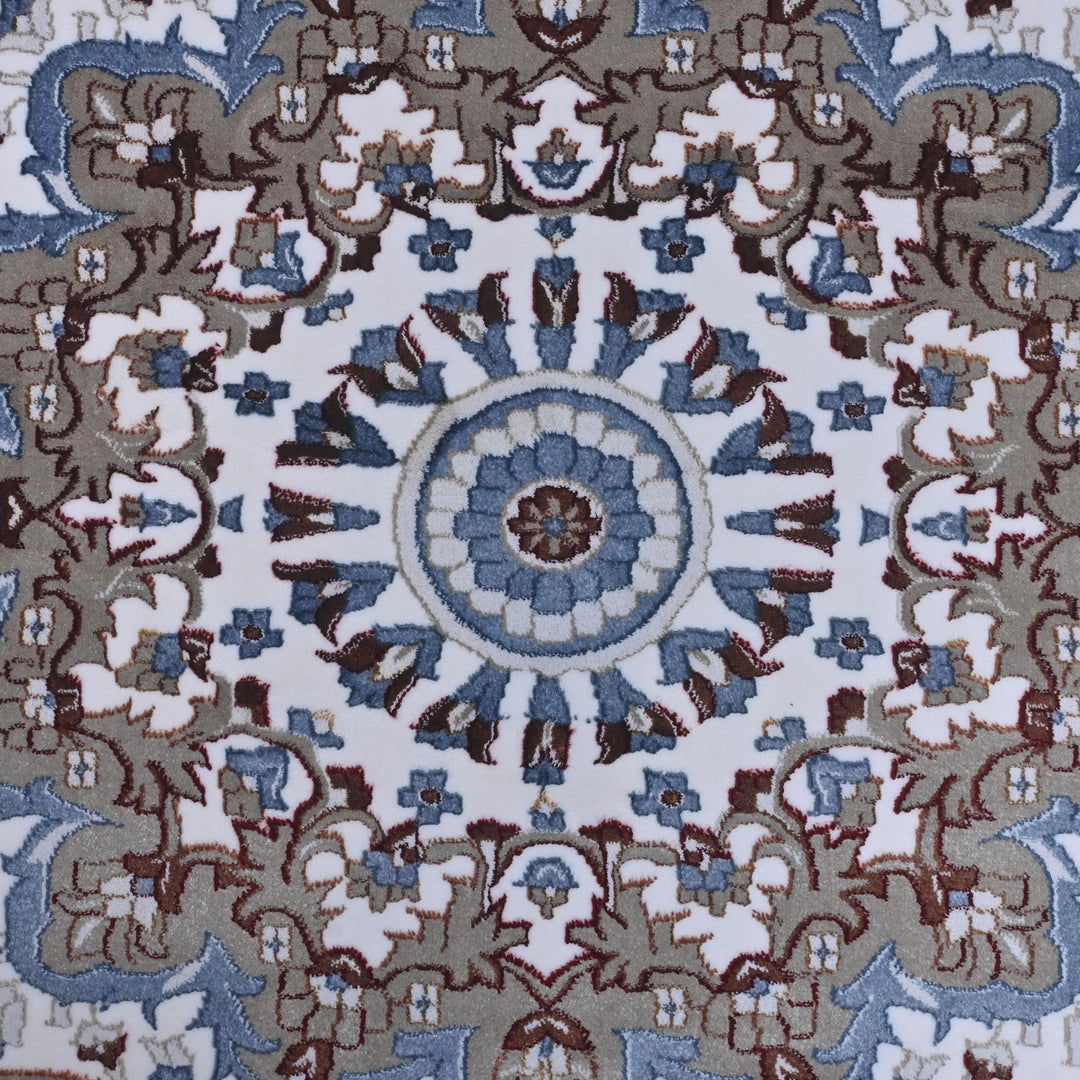 Grey & Cream Floral Turkish Rug 10X13 Ft