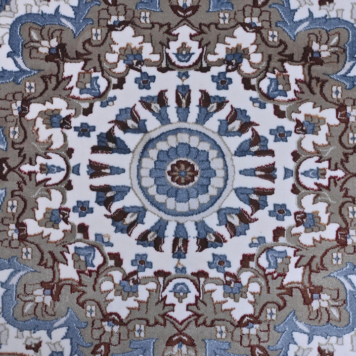 Grey & Cream Floral Turkish Rug 10X13 Ft