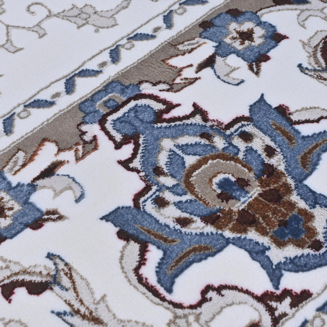 Grey & Cream Floral Turkish Rug 10X13 Ft