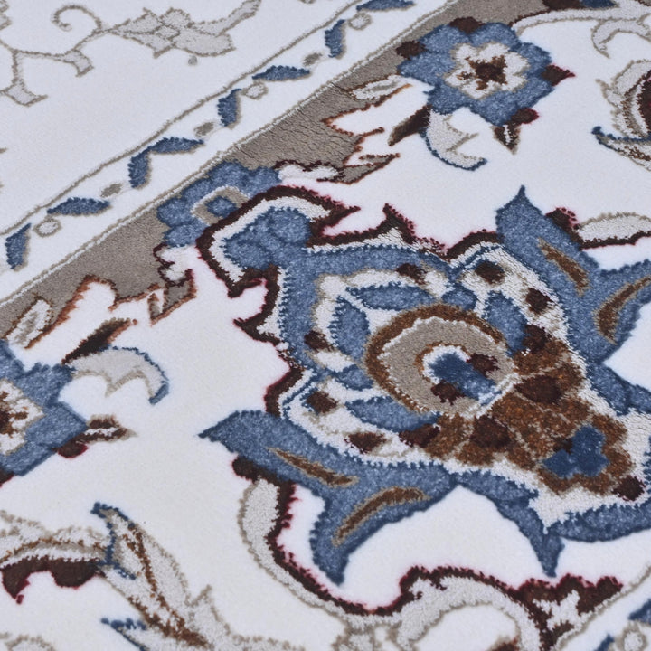 Grey & Cream Floral Turkish Rug 10X13 Ft