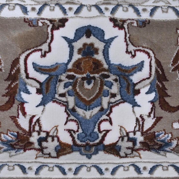 Grey & Cream Floral Turkish Rug 10X13 Ft