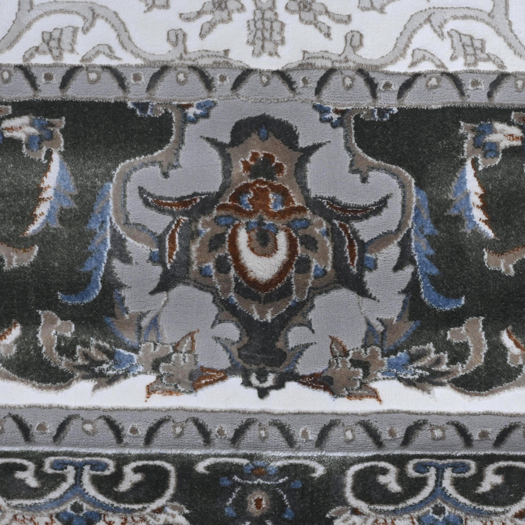 Grey & Cream Floral Turkish Rug 10X13 Ft