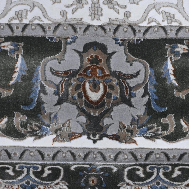 Grey & Cream Floral Turkish Rug 10X13 Ft