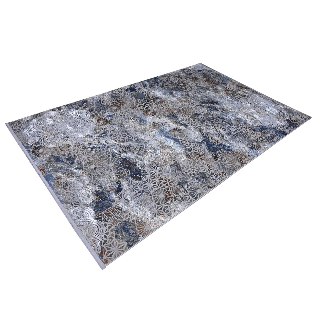 Navy Blue Vintage Turkish Rug 7x10 ft