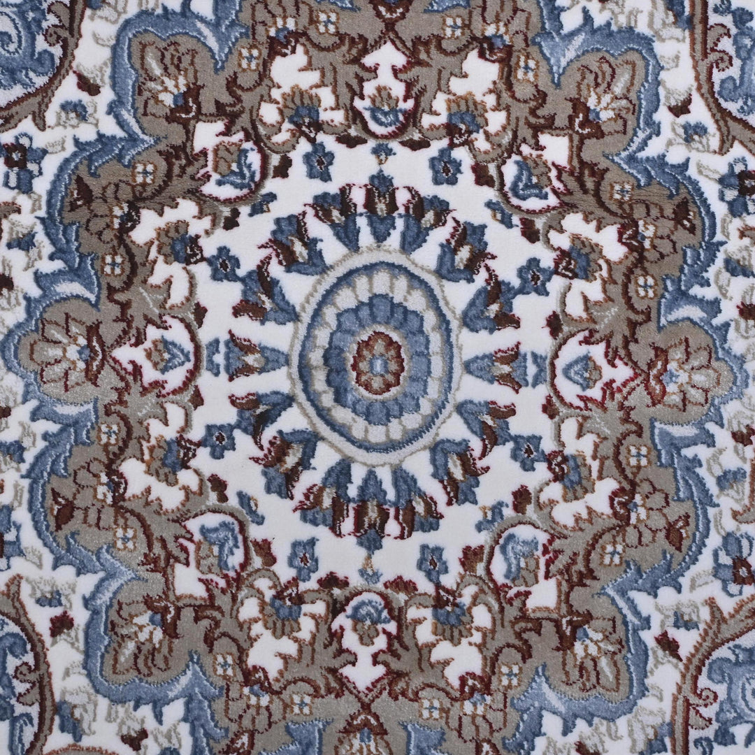 Grey & Cream Floral Turkish Rug 7x10 ft