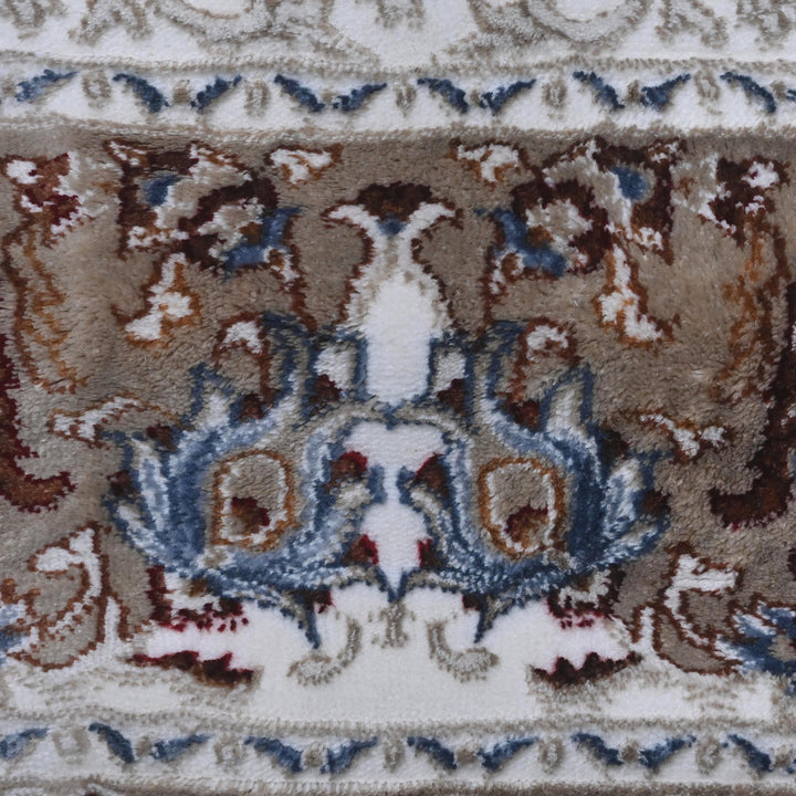 Grey & Cream Floral Turkish Rug 7x10 ft