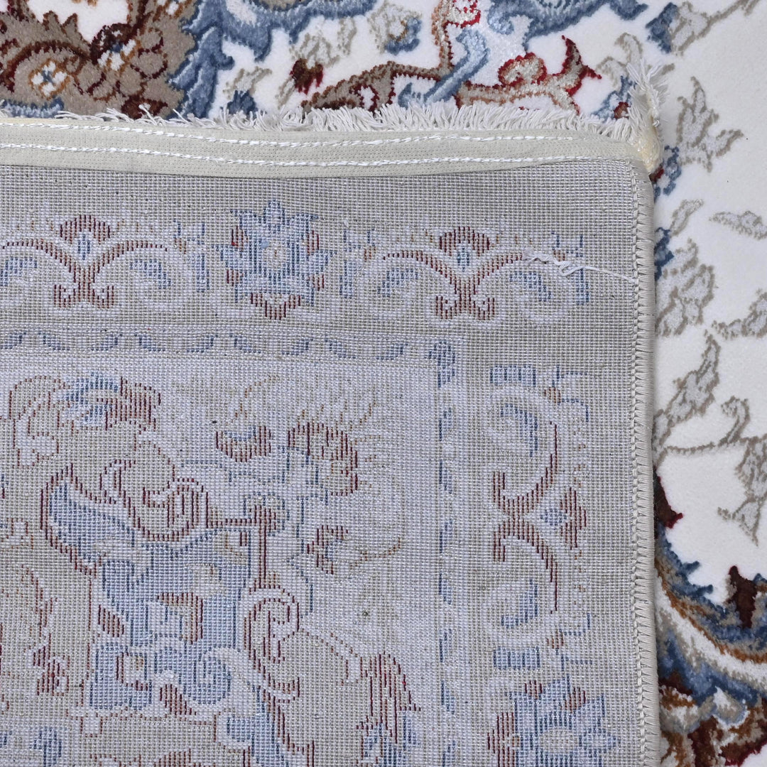 Grey & Cream Floral Turkish Rug 7x10 ft