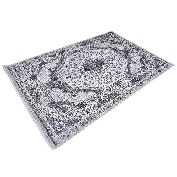 Light Grey Vintage Turkish Rug 7x10 ft