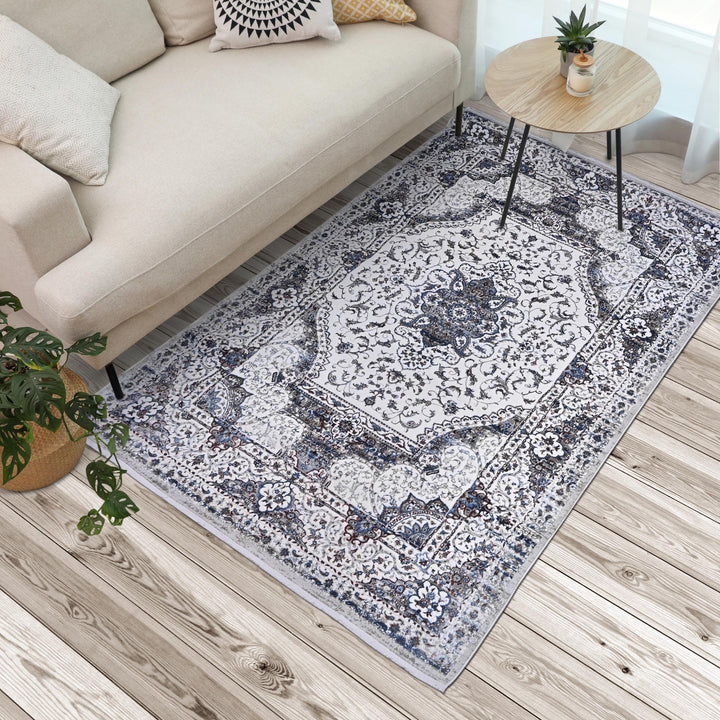 Light Grey Vintage Turkish Rug 7x10 ft