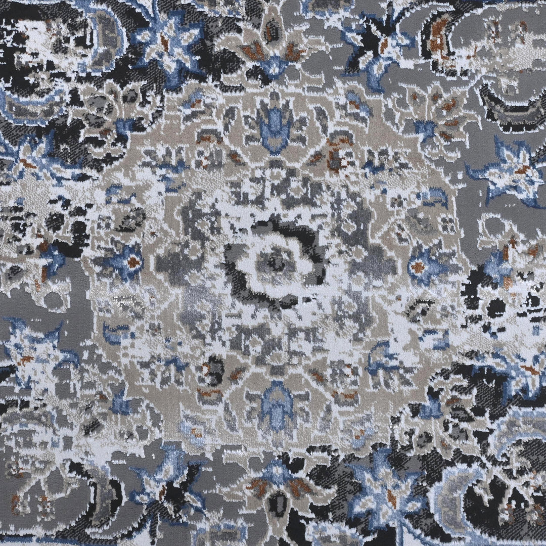 Light Grey Floral Turkish Rug 7x10 ft