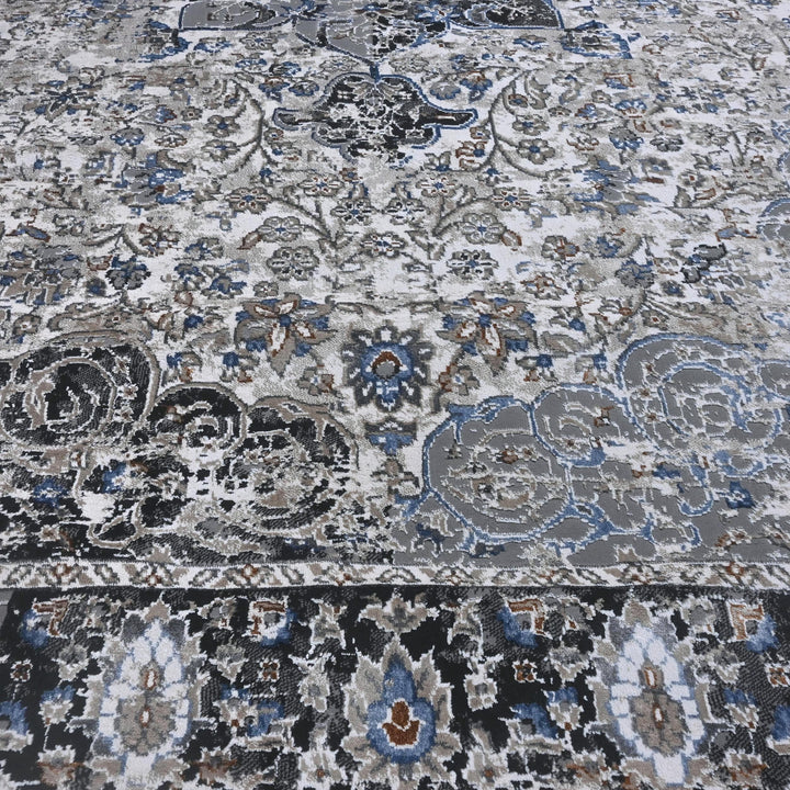 Light Grey Floral Turkish Rug 7x10 ft