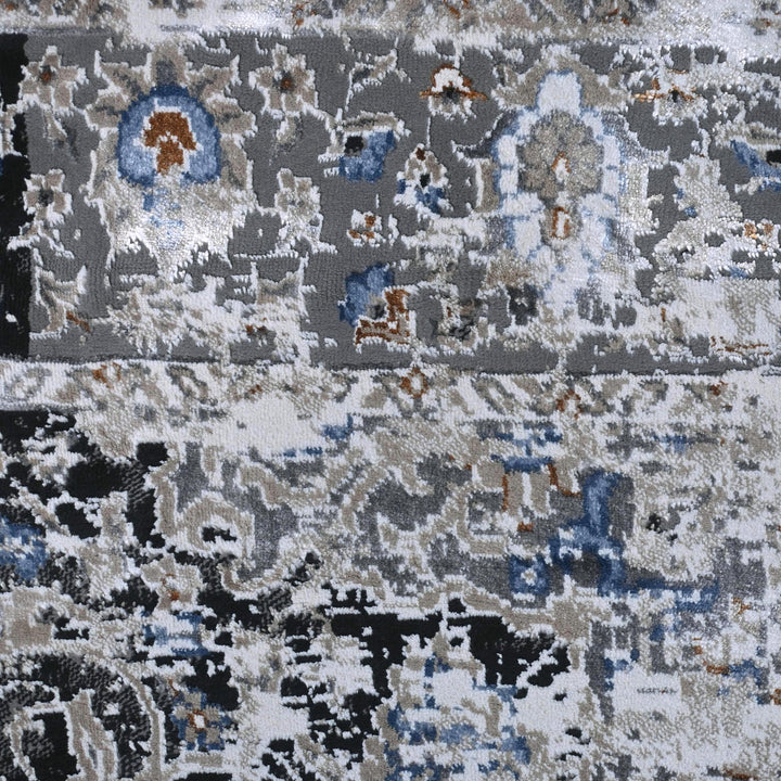 Light Grey Floral Turkish Rug 7x10 ft