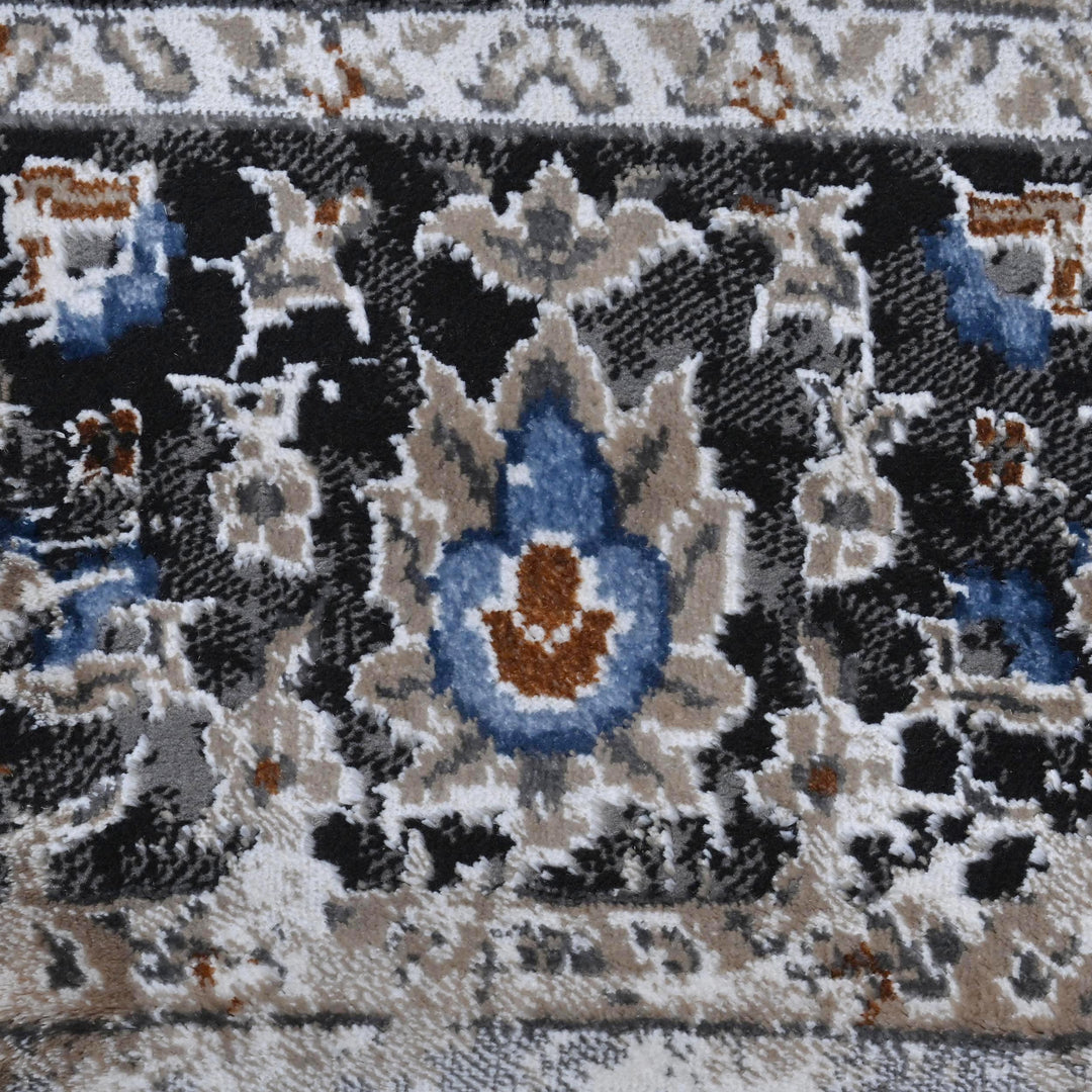 Light Grey Floral Turkish Rug 7x10 ft