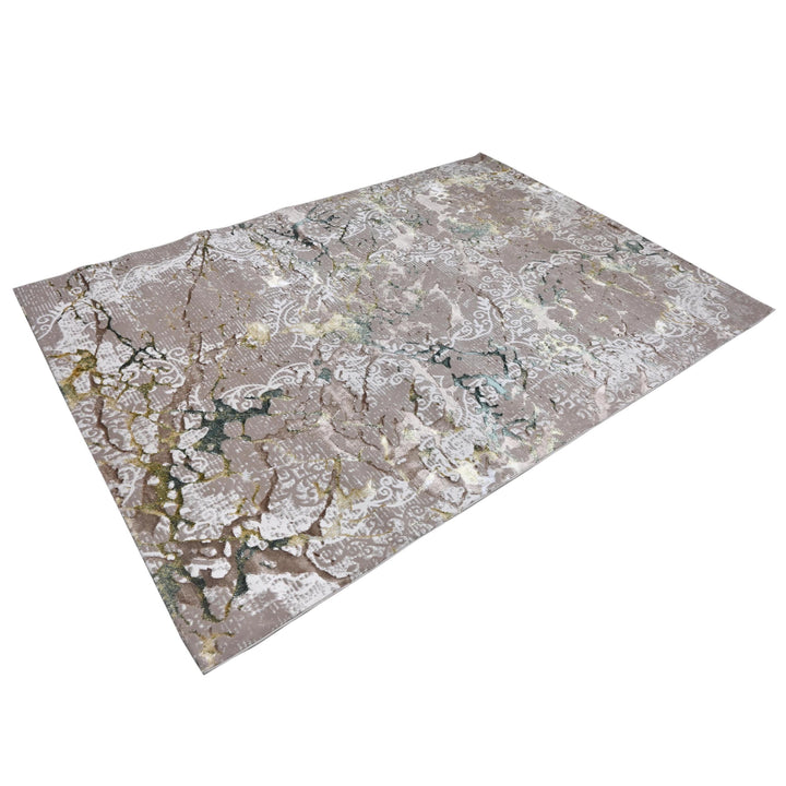 Grey & Beige Floral Turkish Rug 7x10 ft