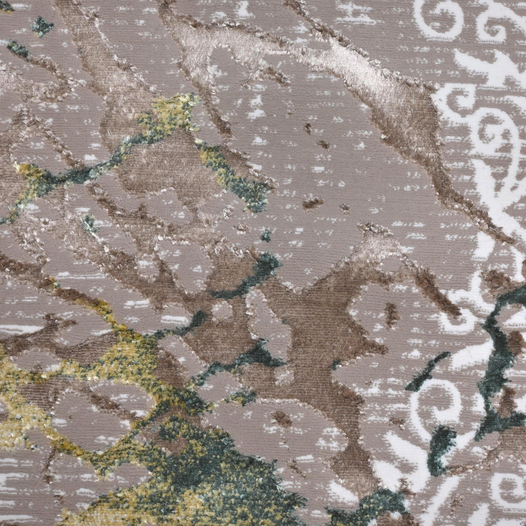 Grey & Beige Floral Turkish Rug 7x10 ft