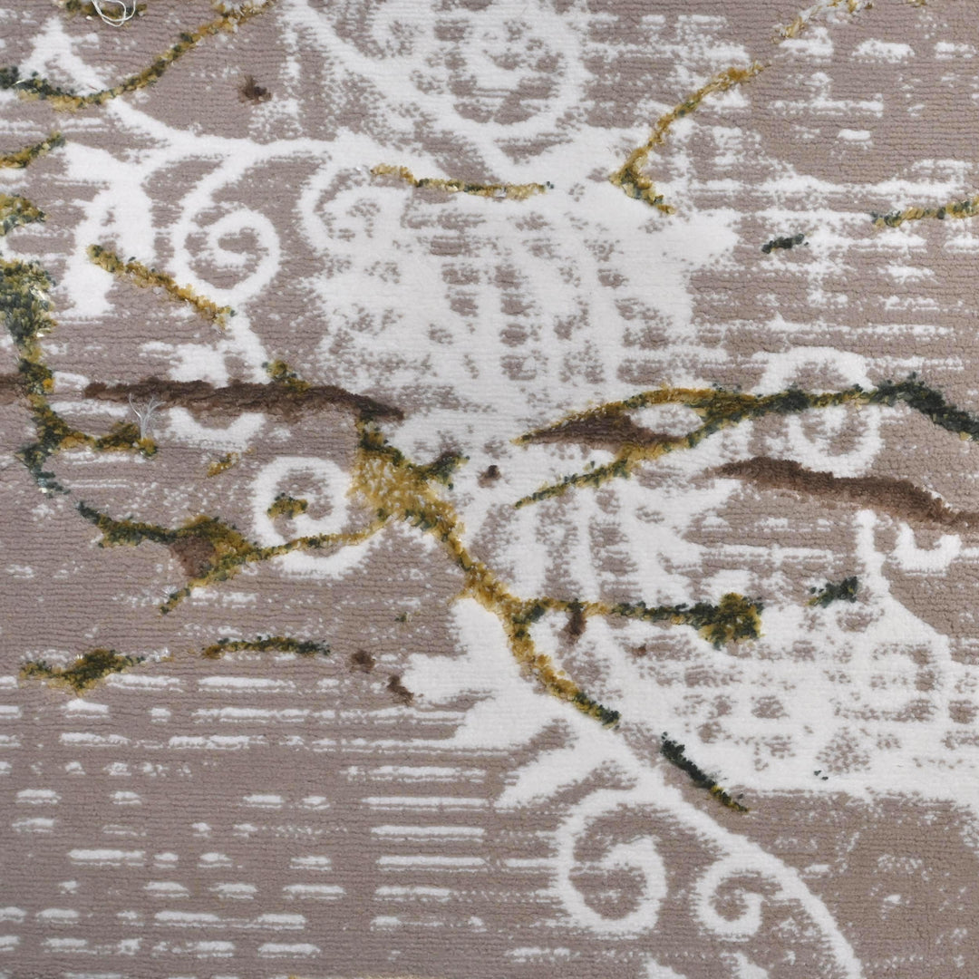 Grey & Beige Floral Turkish Rug 7x10 ft