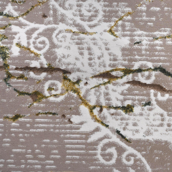 Grey & Beige Floral Turkish Rug 7x10 ft