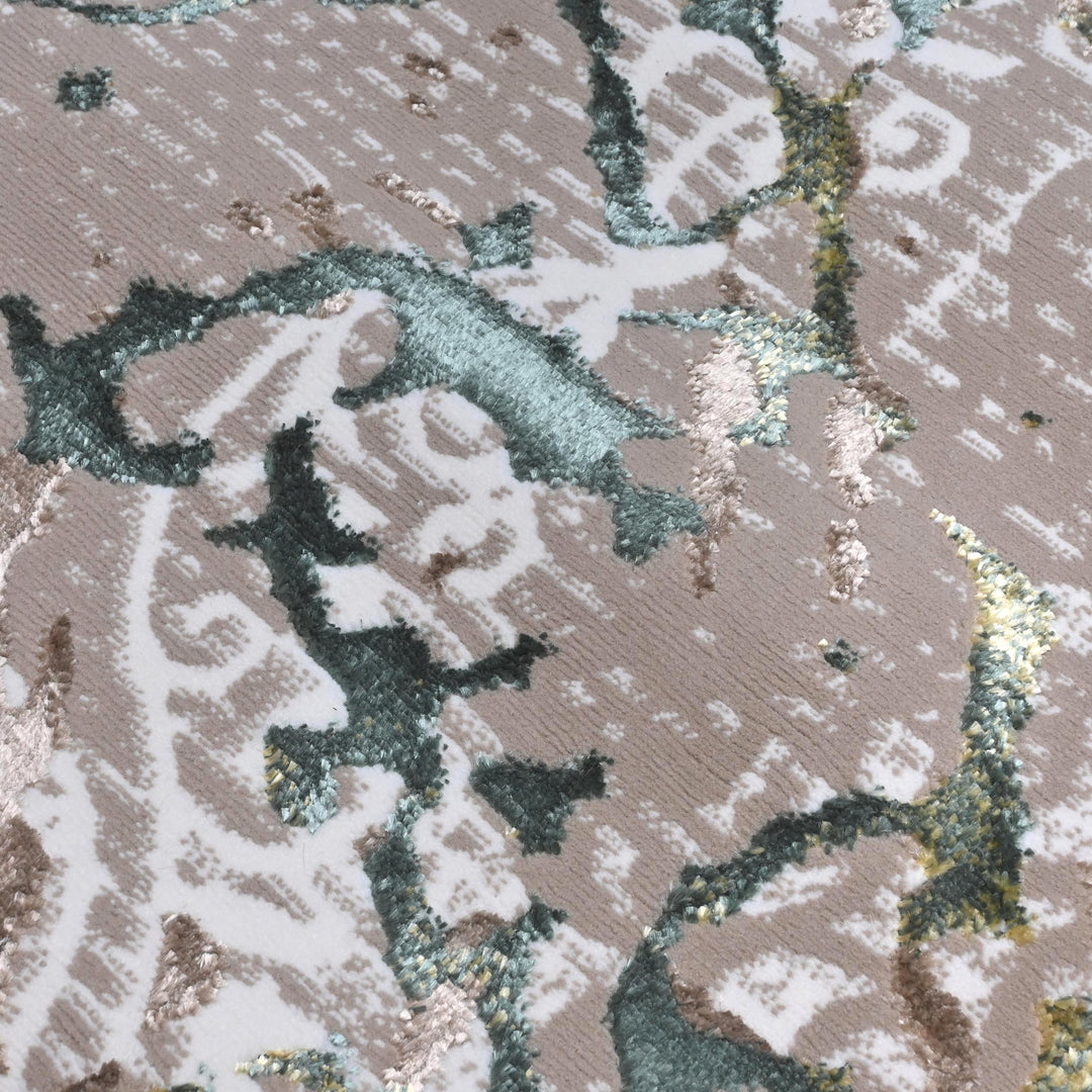 Grey & Beige Floral Turkish Rug 7x10 ft