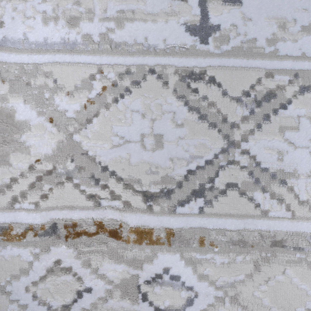 Cream & Grey Strips Turkish Rug 7x10 ft