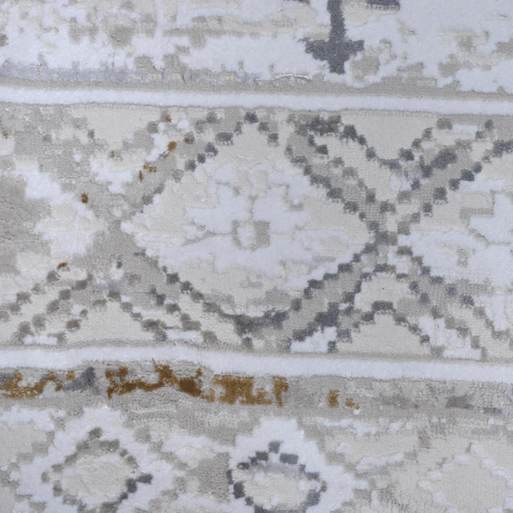 Cream & Grey Strips Turkish Rug 7x10 ft