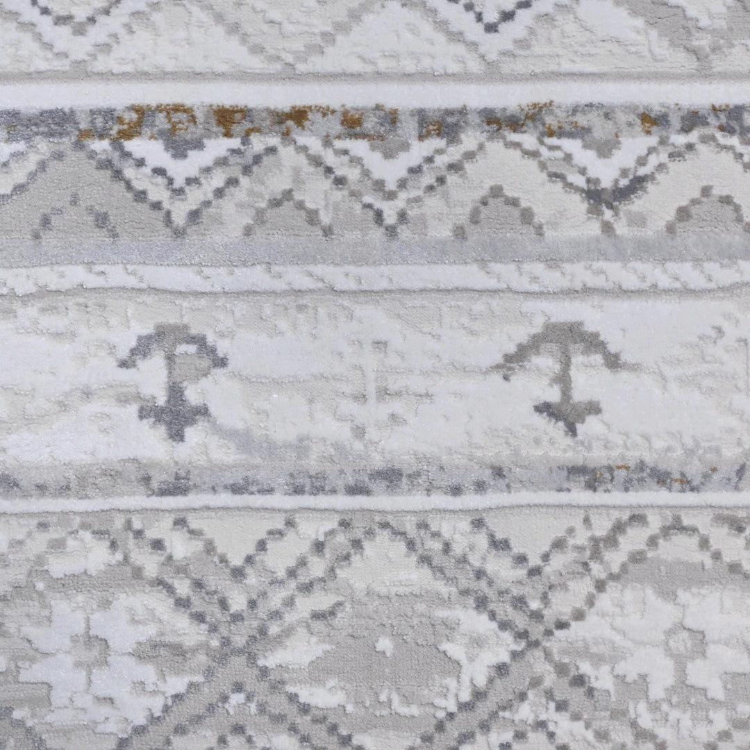 Cream & Grey Strips Turkish Rug 7x10 ft