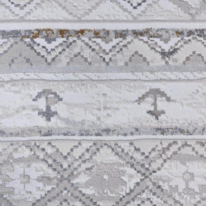 Cream & Grey Strips Turkish Rug 7x10 ft