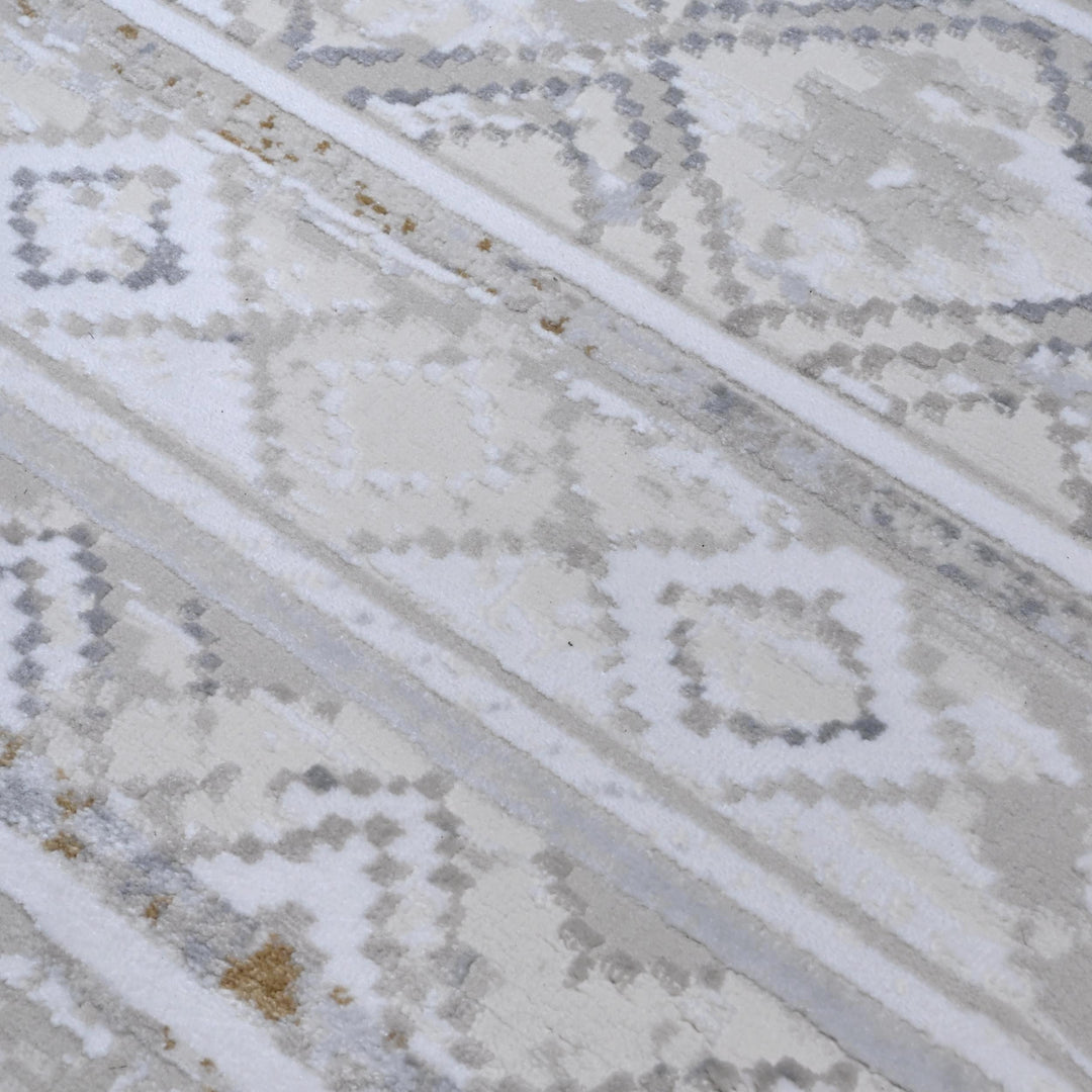 Cream & Grey Strips Turkish Rug 7x10 ft