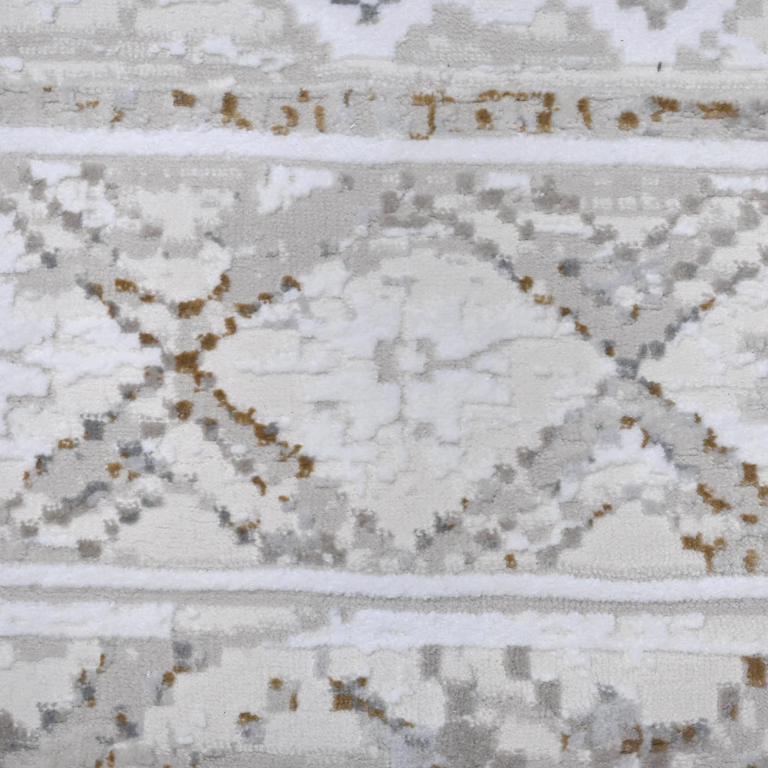 Cream & Grey Strips Turkish Rug 7x10 ft