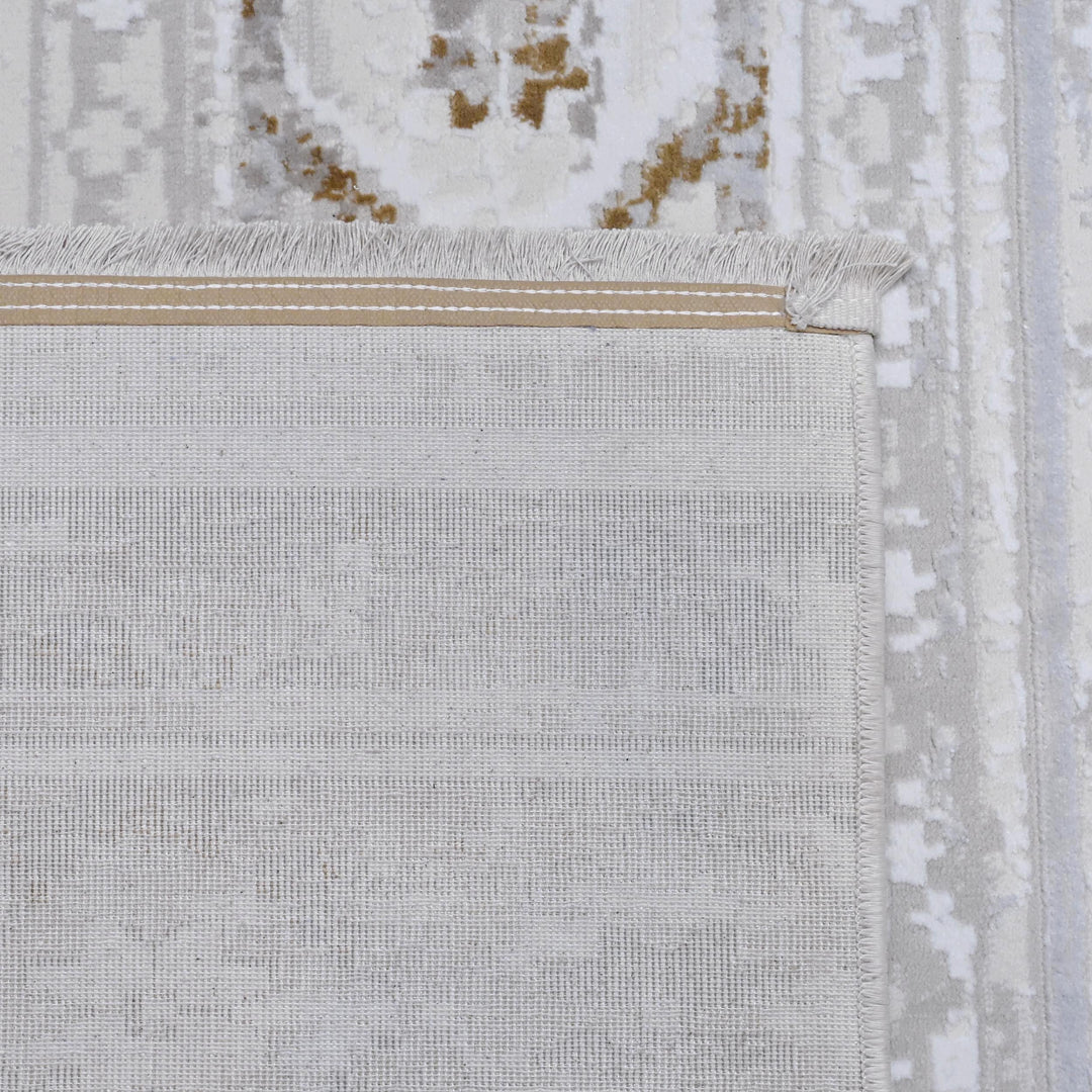 Cream & Grey Strips Turkish Rug 7x10 ft