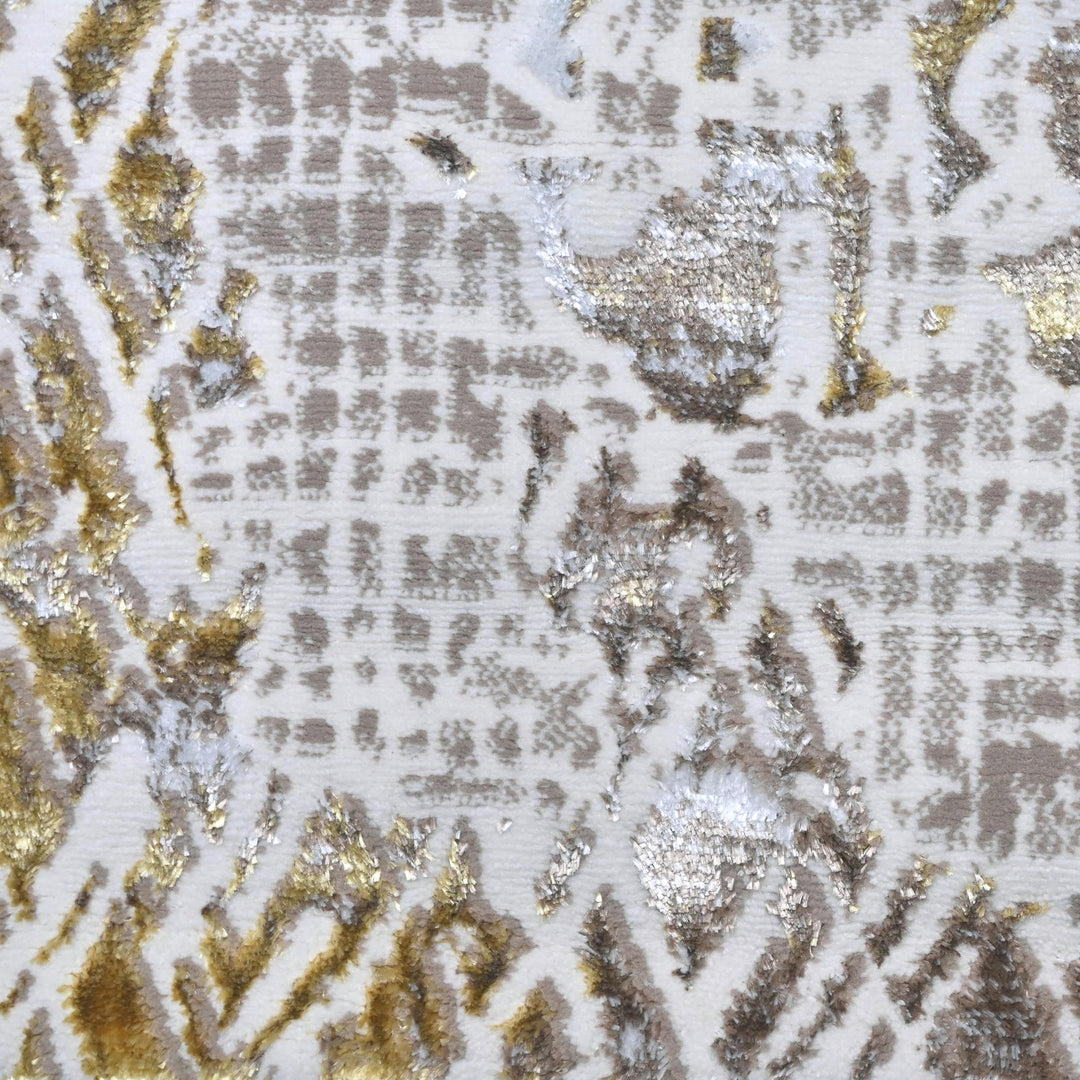 Cream & Olive Abstract Turkish Rug 7x10 ft