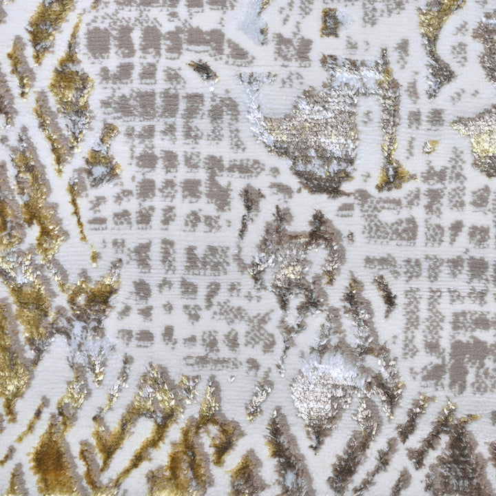 Cream & Olive Abstract Turkish Rug 7x10 ft