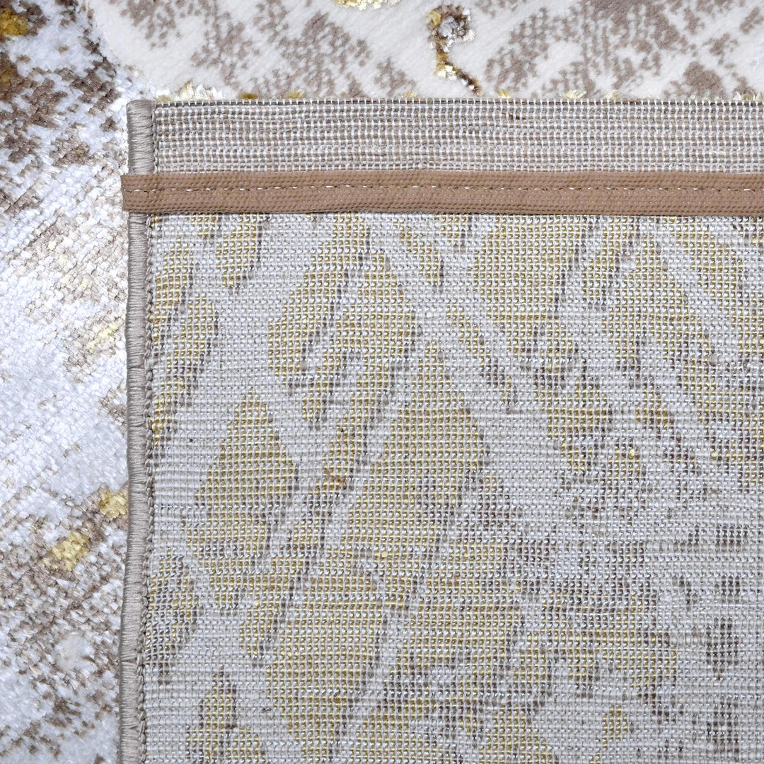 Cream & Olive Abstract Turkish Rug 7x10 ft