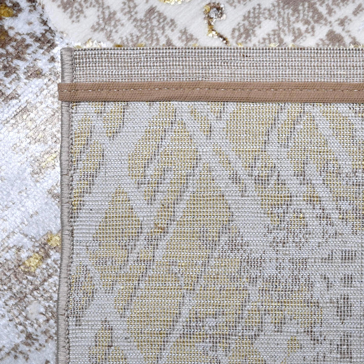 Cream & Olive Abstract Turkish Rug 7x10 ft