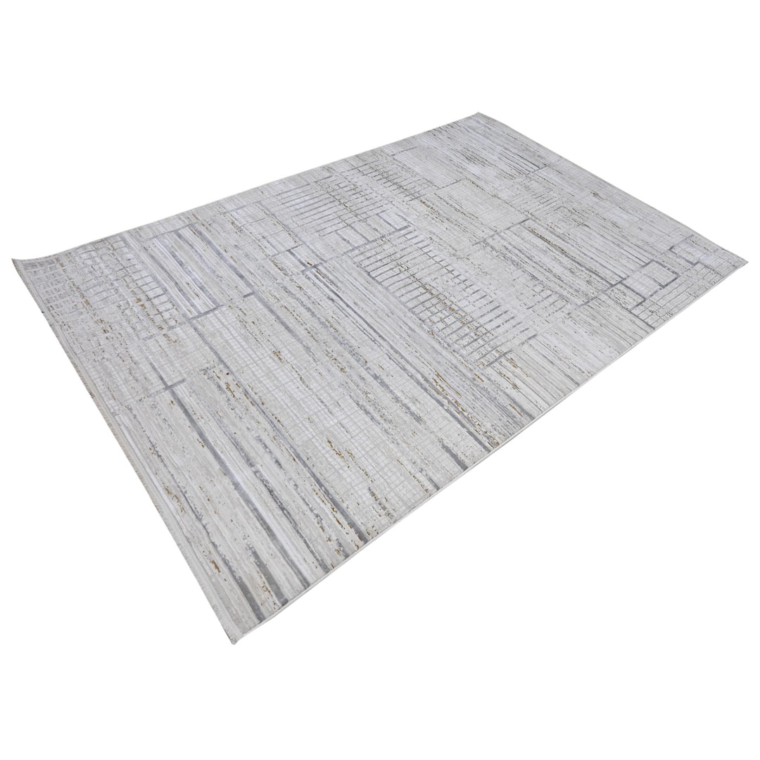 Cream & Grey Abstract Turkish Rug 7x10 ft