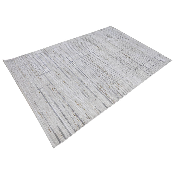 Cream & Grey Abstract Turkish Rug 7x10 ft