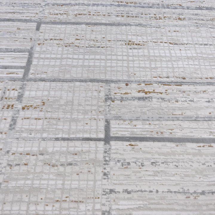 Cream & Grey Abstract Turkish Rug 7x10 ft