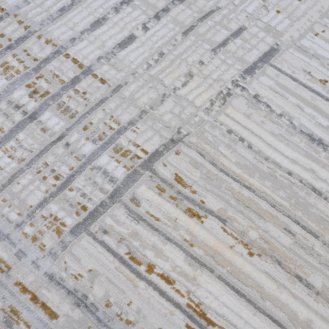 Cream & Grey Abstract Turkish Rug 7x10 ft