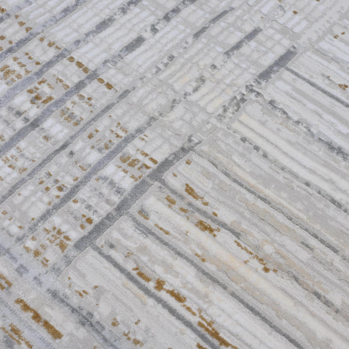 Cream & Grey Abstract Turkish Rug 7x10 ft