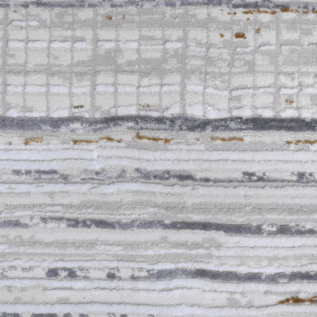 Cream & Grey Abstract Turkish Rug 7x10 ft