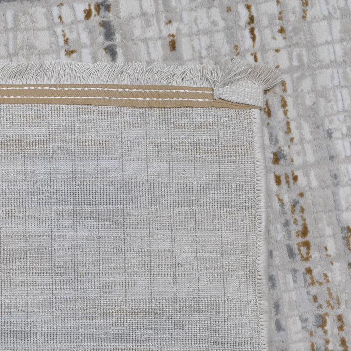 Cream & Grey Abstract Turkish Rug 7x10 ft