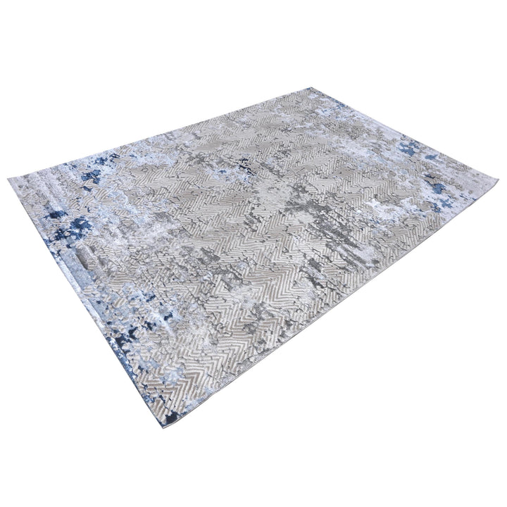 Blue & Grey Abstract Turkish Rug 7x10 ft