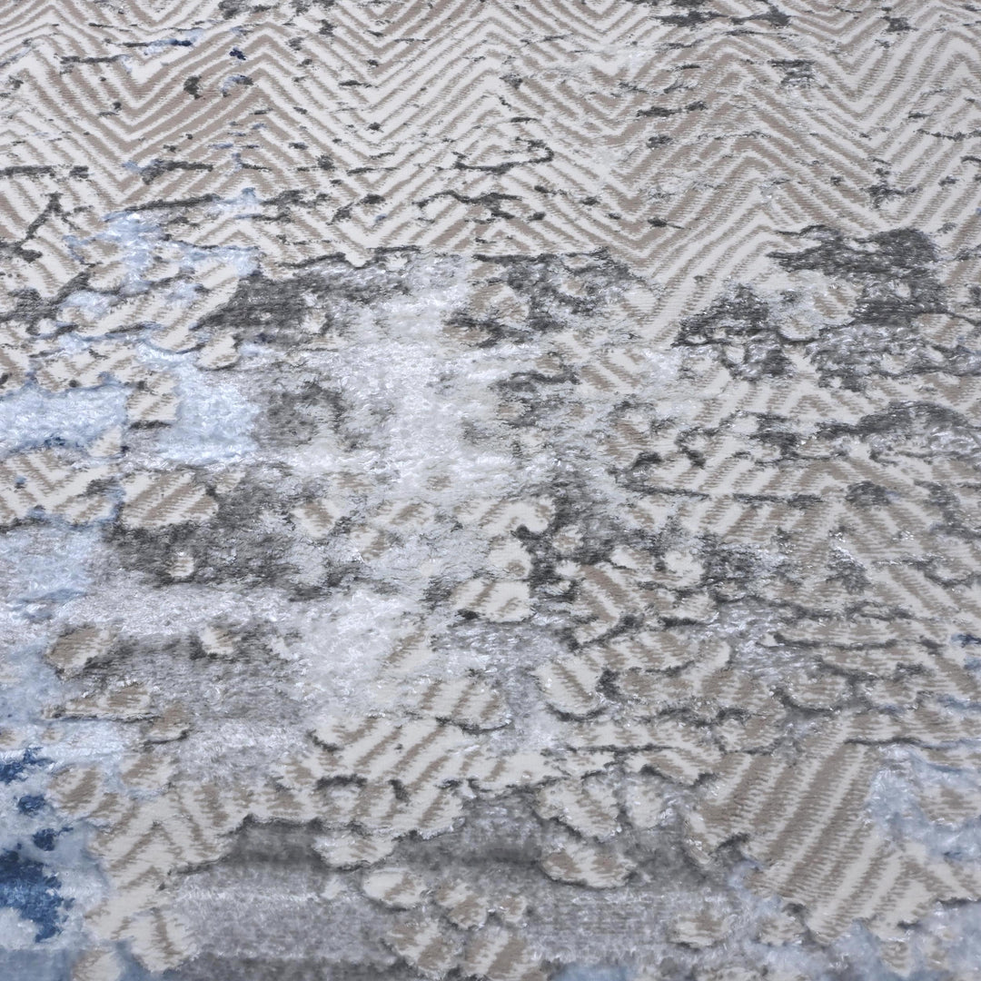 Blue & Grey Abstract Turkish Rug 7x10 ft